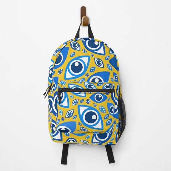 Item preview, Greek Evil Eye pattern Blues on Yellow designed and sold by Nartissima.