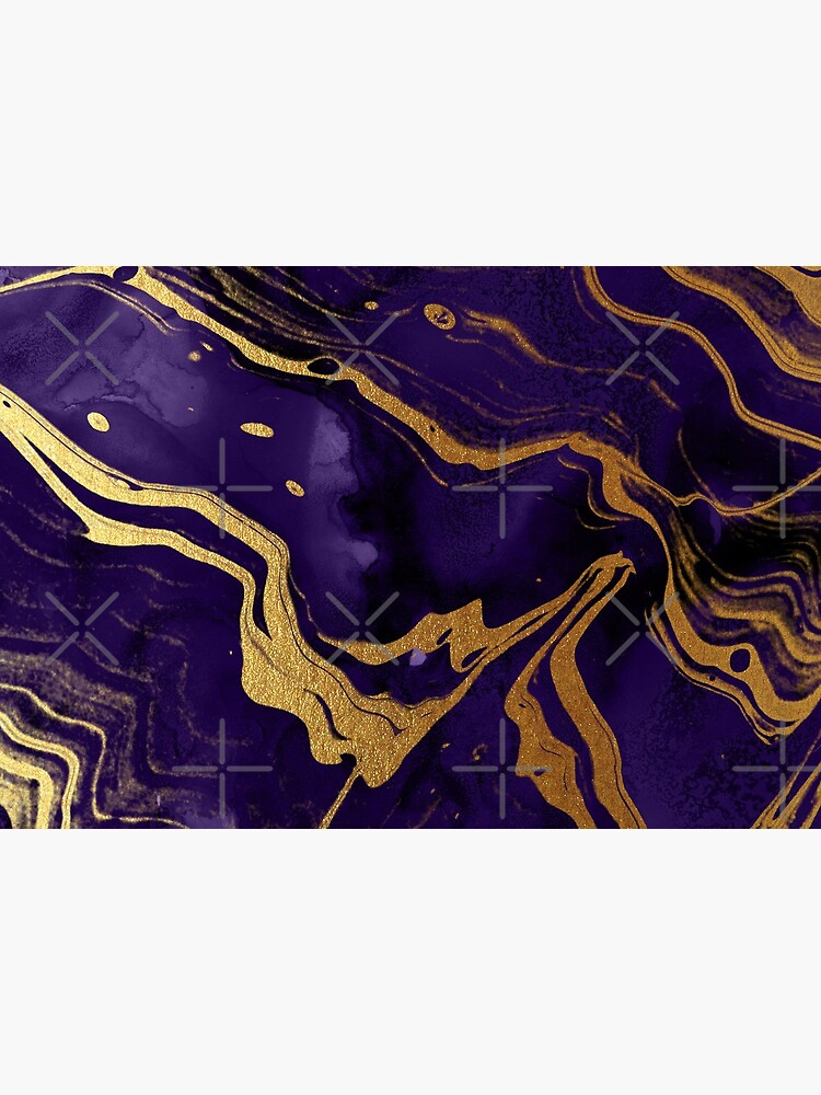 Dark Purple Ink Marble Texture with Gold Veins by MysticMarble