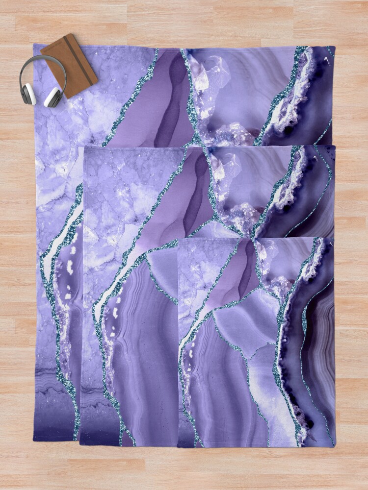 Alternate view of Purple Mermaid Glitter Agate and Marble Landscape Throw Blanket