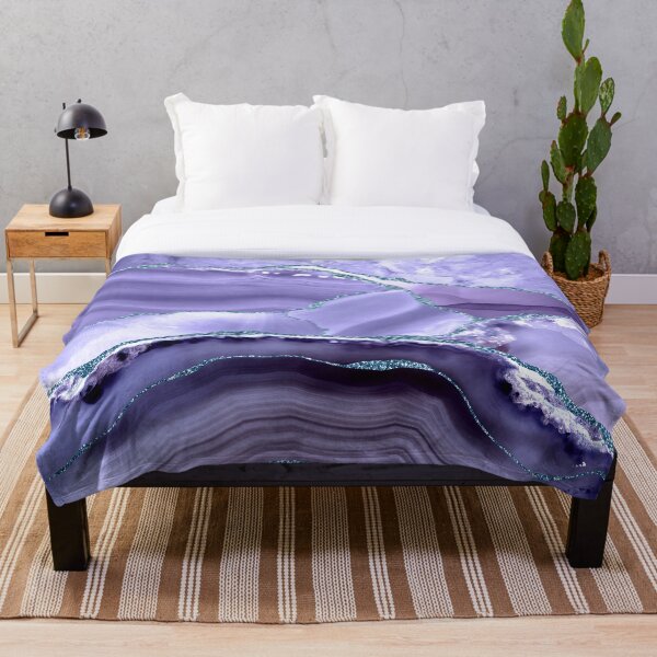 Purple Mermaid Glitter Agate and Marble Landscape Throw Blanket