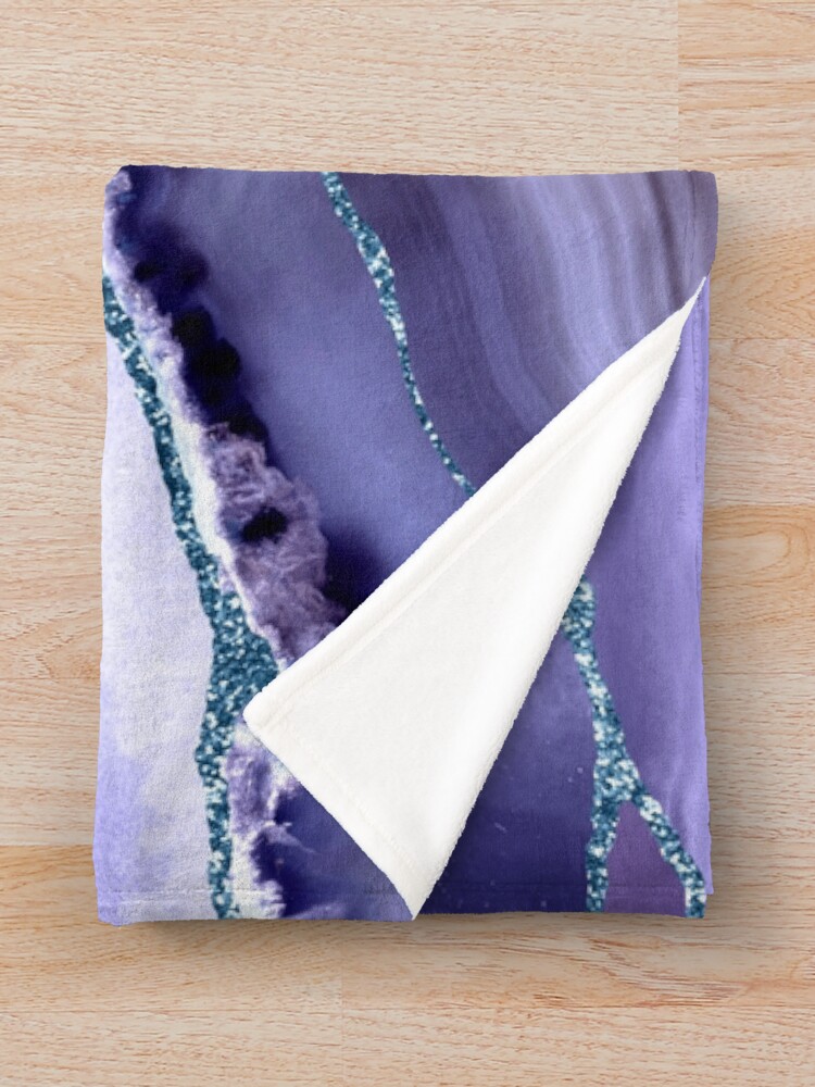 Alternate view of Purple Mermaid Glitter Agate and Marble Landscape Throw Blanket