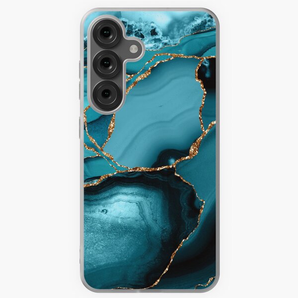 Item preview, Paysage ondulé en faux marbre bleu sarcelle et or designed and sold by MysticMarble.