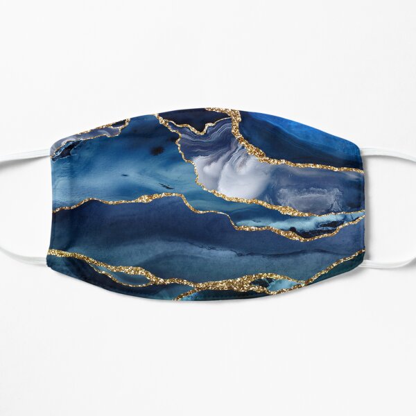 Classic Blue Malachite Marble Flat Mask