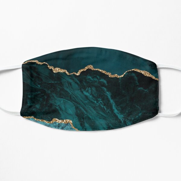 Amazing Blue and Teal Faux Malachite Marble Flat Mask