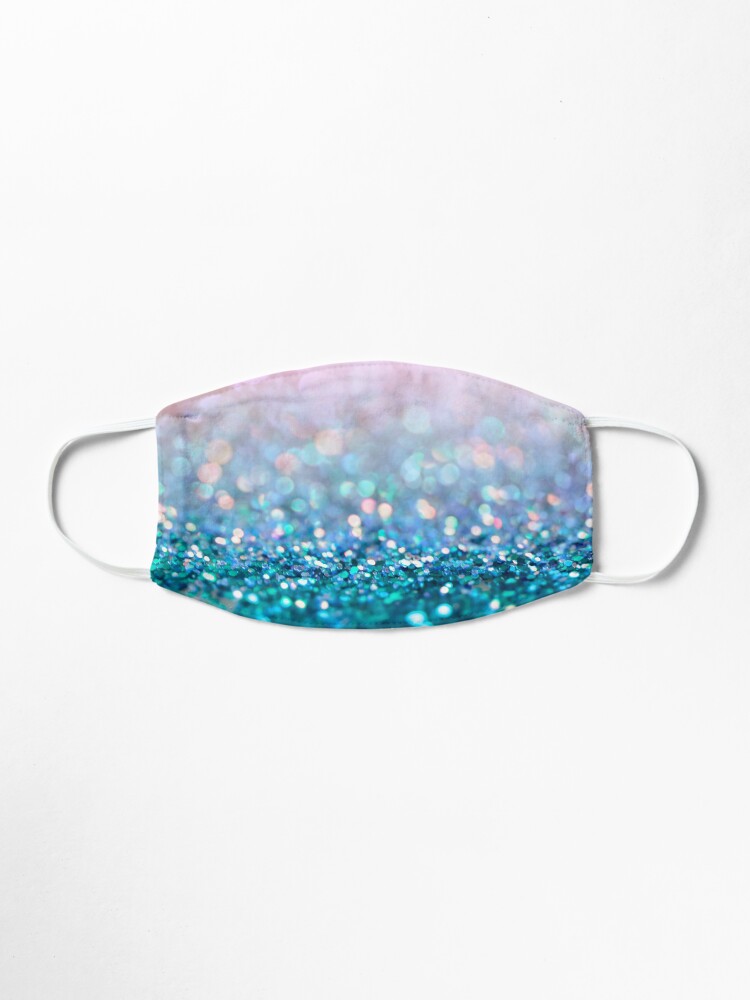 Alternate view of Mermaid Rose Gold and Teal Blush Glitter Mask