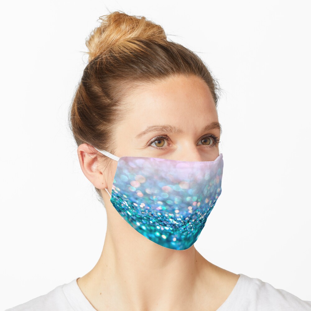 Mermaid Rose Gold and Teal Blush Glitter Mask