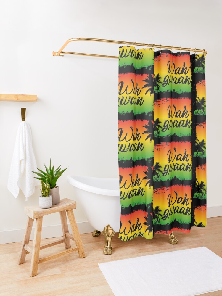 "Wah Gwaan Jamaican Hello Slang Quote" Shower Curtain for Sale by