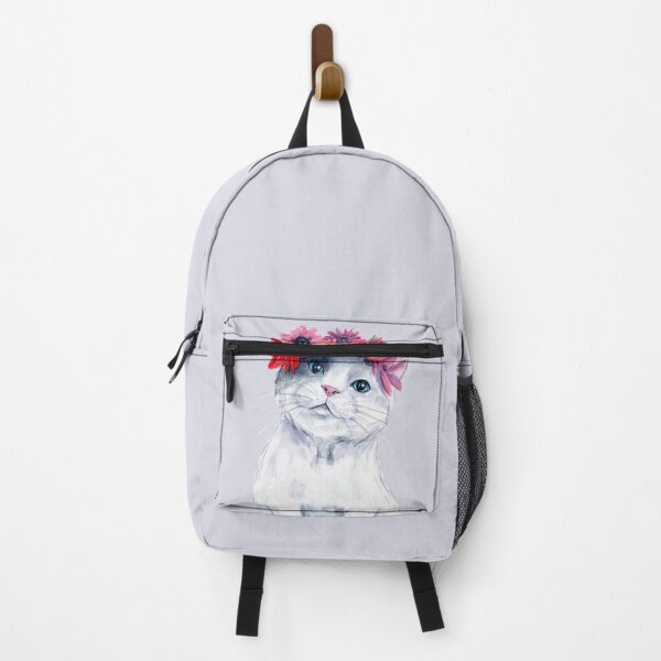Item preview, White Cat with Flowercrown - Watercolour Painting designed and sold by Pattokarts.