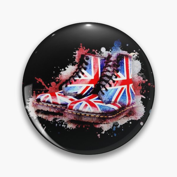 Item preview, Union Jack Dr Martens boots on black designed and sold by Retro Futurist.