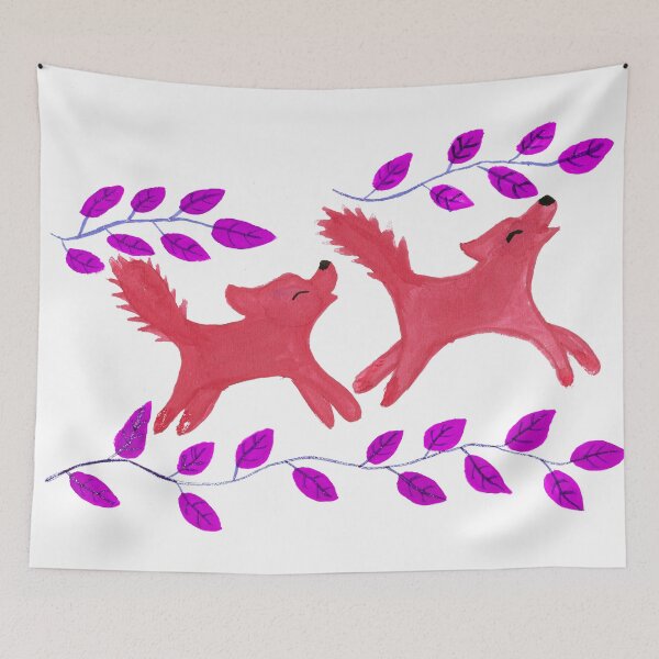Item preview, Red wolves running in the forest  designed and sold by LiceaGand.
