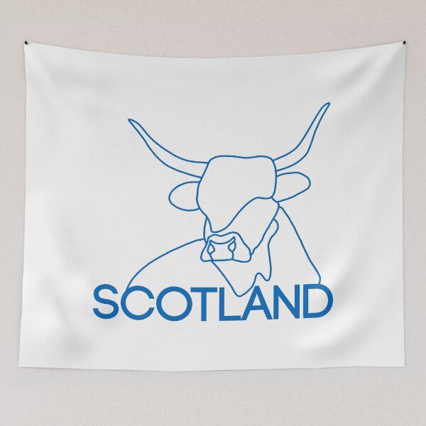 Item preview, Scottish Highland Cow Continuous Line Drawing (Blue) designed and sold by MacPean.
