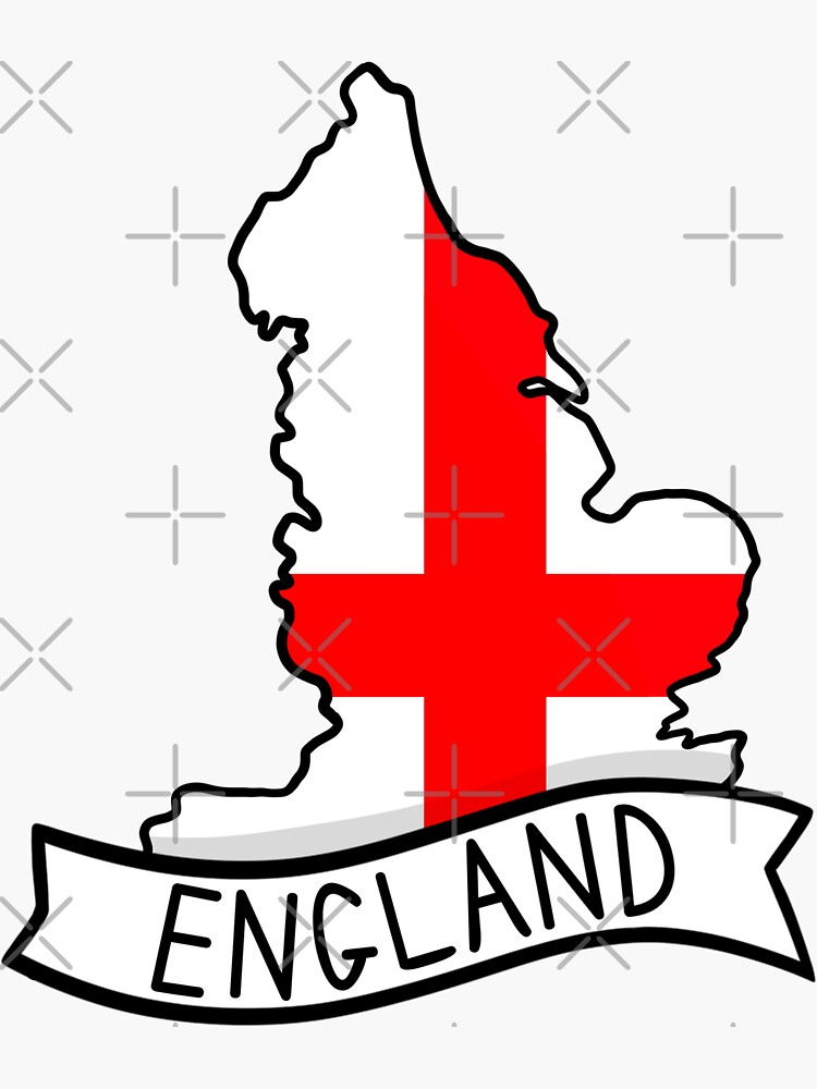 Thumbnail 3 of 3, Sticker, England Flag Map Sticker designed and sold by Drawingvild.