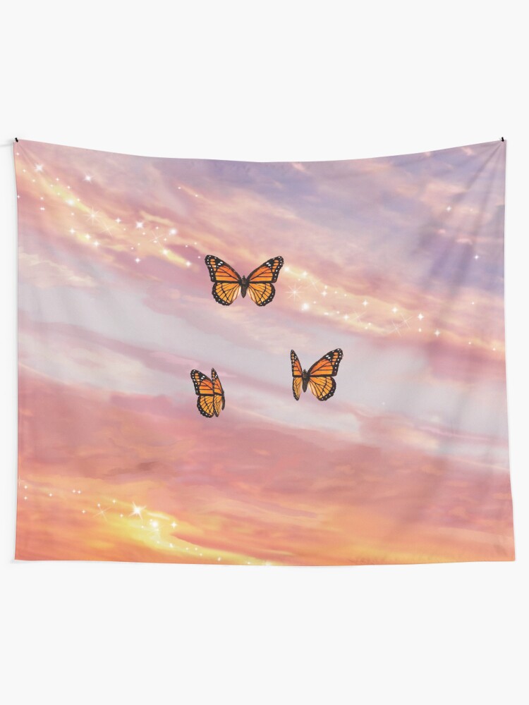 "Butterfly Sunset Aesthetic" Tapestry by trajeado14 Redbubble