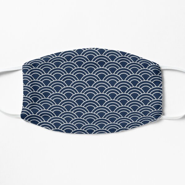 Japanese wave pattern: navy blue Flat Mask