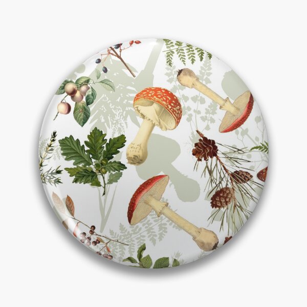 Item preview, Vintage toxic mushrooms forest Botanical Garden pattern on white Nightgarden designed and sold by UtArt.