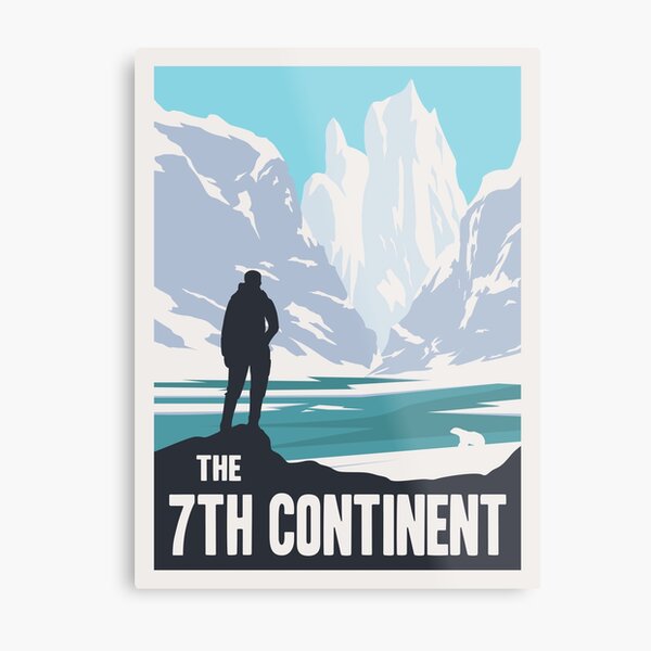 Le jeu de société du 7e continent - Style d'affiche de voyage minimaliste - Art de jeu Impression métallique