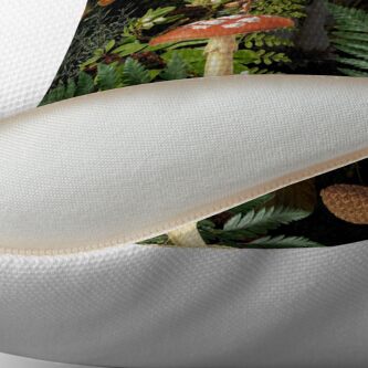 Alternate view of vintage toadstools in the forest on black Floor Pillow