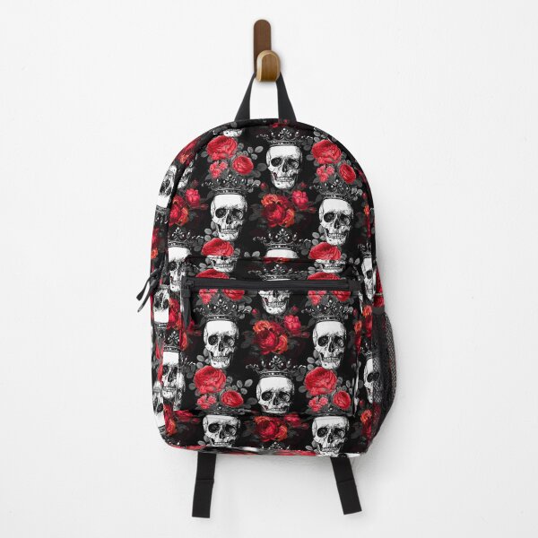 Item preview, Skulls crowns and faded red roses on a dark black background designed and sold by headpossum.