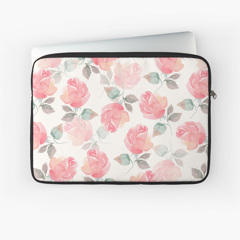 Beautiful delicate roses. Seamless watercolor pattern Laptop Sleeve