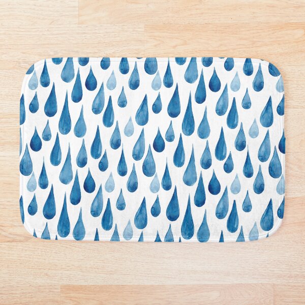 Watercolor rain drops Bath Mat