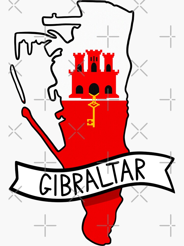 Gibraltar Flag Map Sticker Sticker