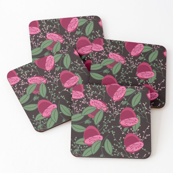 Item preview, Red rose flower leaves pattern designed and sold by Illutino.
