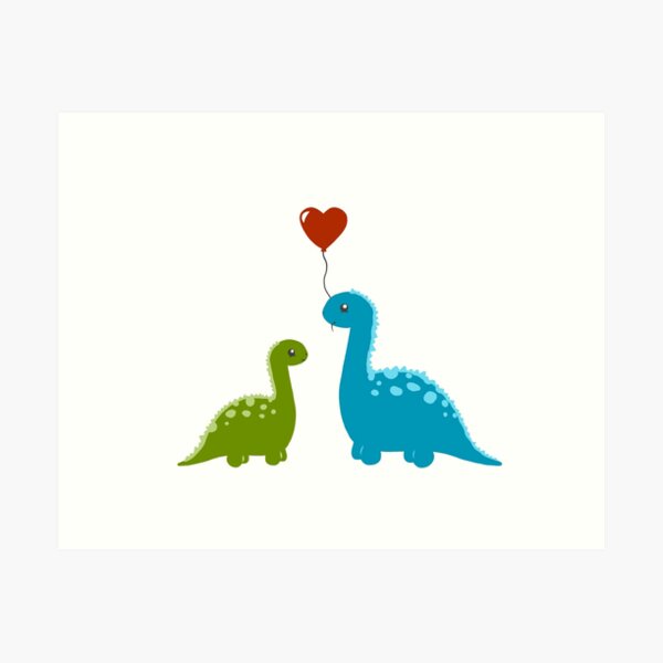 Aperçu de l'œuvre Dinos amoureux créée et vendue par Tilly Scribbles.