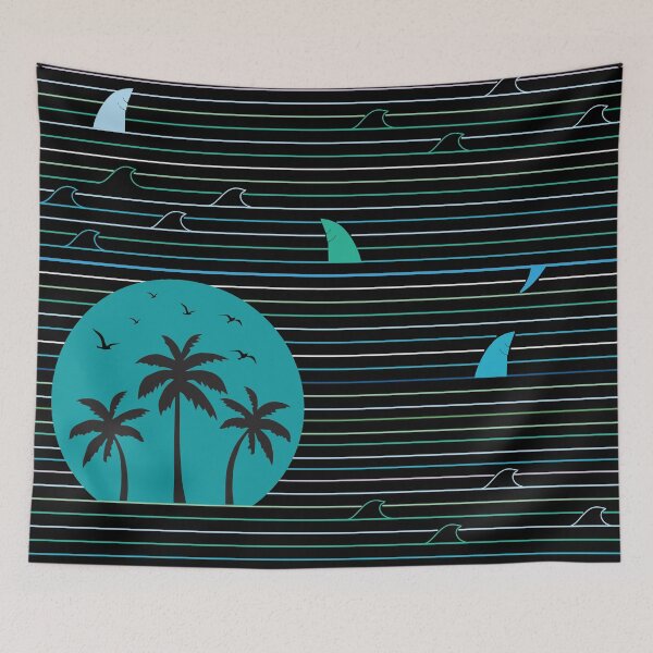 Item preview, Abstract Retro Surfing Surfer Surf Shark Wave Beach Sunset designed and sold by merchzy.