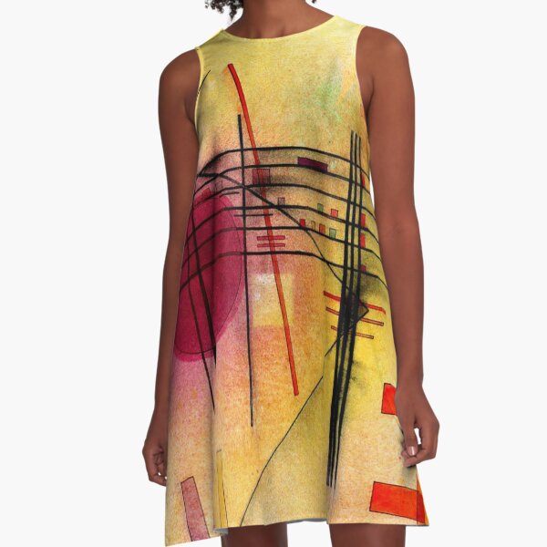 Kandinsky - Lebendige, farbenfrohe abstrakte Malerei A-Linien Kleid