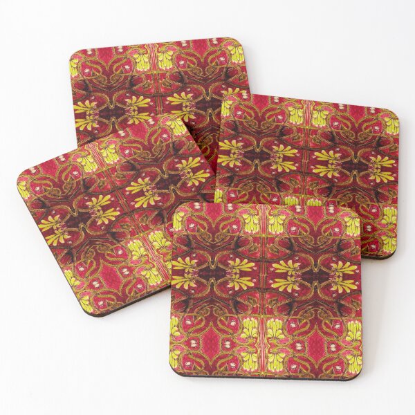 Item preview, yellow flowers dark red background pattern designed and sold by Nickdavisinghe.