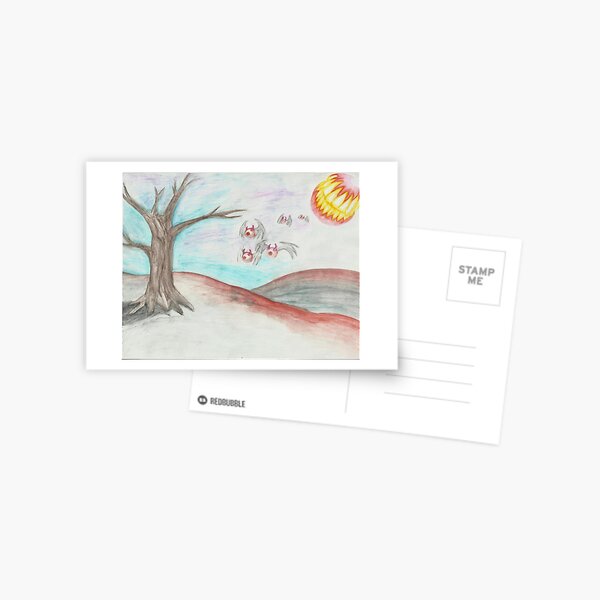 Flying Eyes Under Mouth Moonlight Postcard