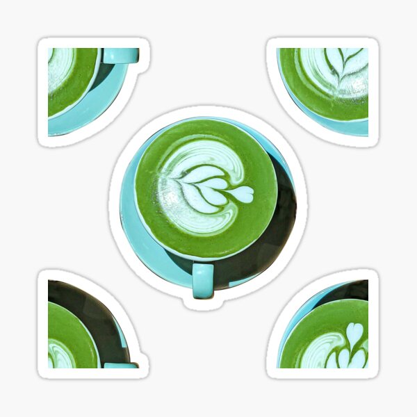Mint Blue Matcha Art Meets Oil Painting Sticker