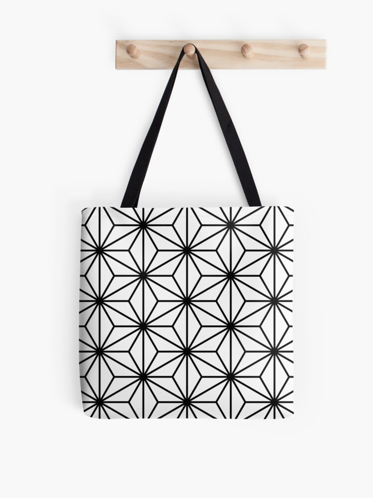 Star Pattern Black On White Tote Bag