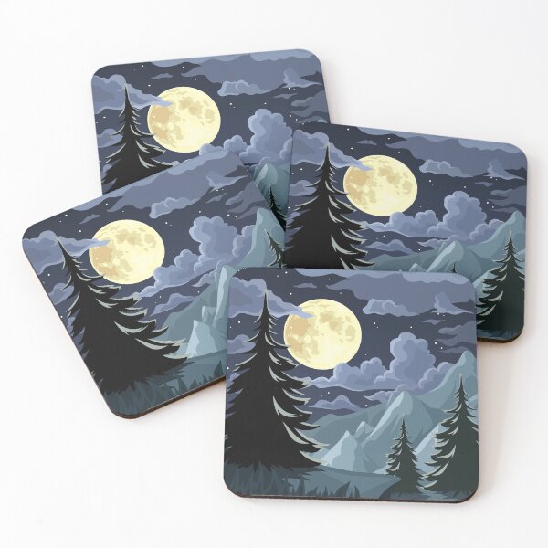 Item preview, Night landscape with mountains and fir-trees. designed and sold by Naddya.