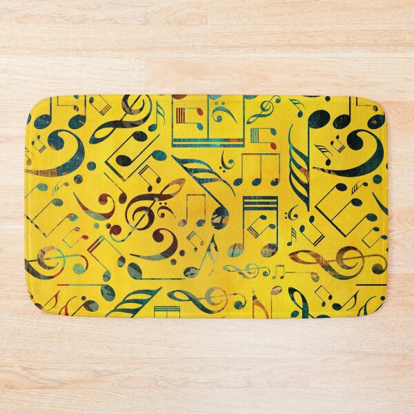 Item preview, Fun Colorful  Music Notes Pattern on yellow watercolor designed and sold by k9printart.