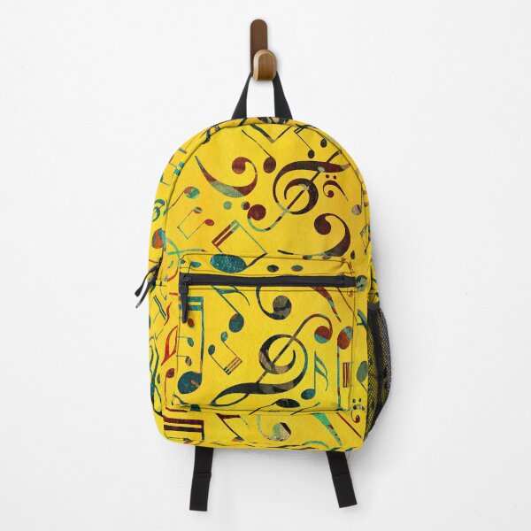 Item preview, Fun Colorful  Music Notes Pattern on yellow watercolor designed and sold by k9printart.