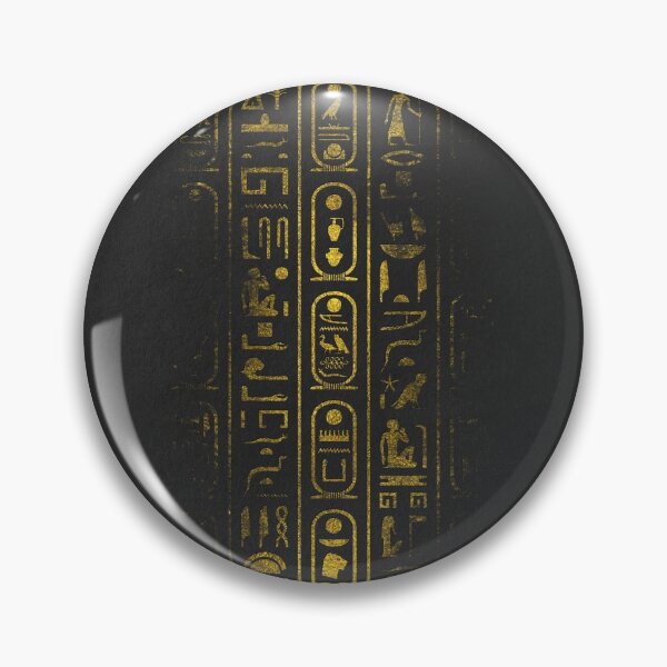 Item preview, Grunge Egyptian Gold hieroglyphs on black paper designed and sold by k9printart.