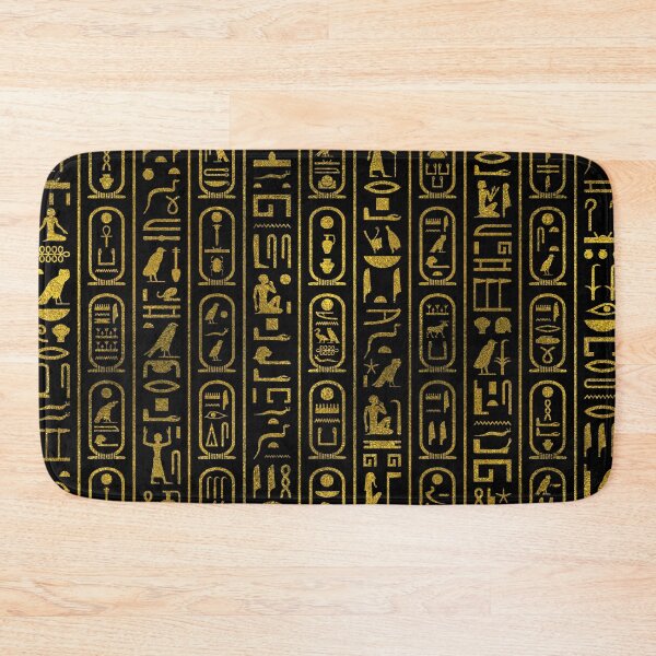 Item preview, Egyptian Ancient Gold hieroglyphs on black designed and sold by k9printart.