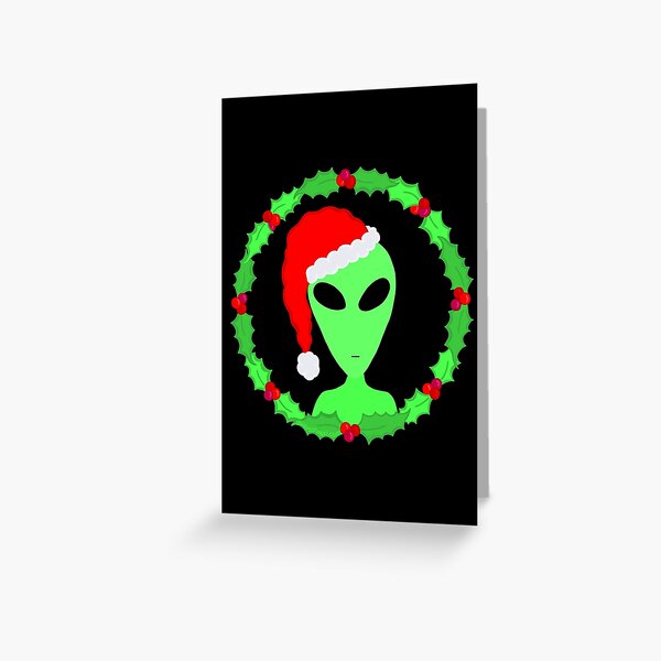 Alien In A Santa Hat Funny Christmas Greeting Card
