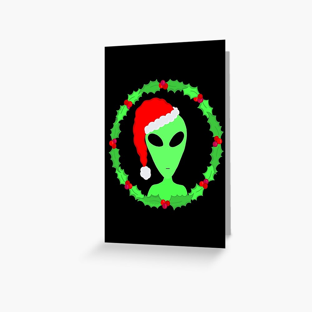 Alien In A Santa Hat Funny Christmas Greeting Card