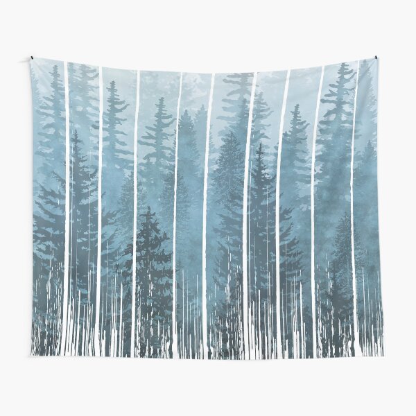 Grunge Dripping Turquoise Misty Forest Tapestry