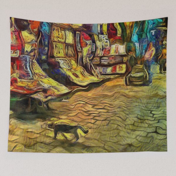 Item preview, Cairo Egypt Old Bazaar and Cat at Night KPA designed and sold by karynpeters.