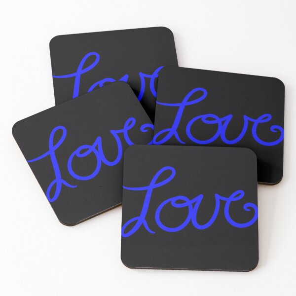 Item preview, Blue Cursive "Love" on Black Background designed and sold by Stephanie Janae Schork.