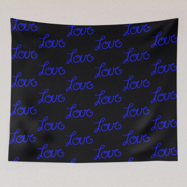 Item preview, Blue Cursive "Love" on Black Background designed and sold by Stephanie Janae Schork.