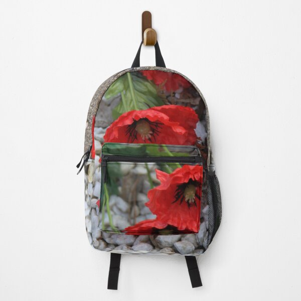 Item preview, Poppies synthetic plastic flowers outdoor on a cemetery designed and sold by EstelleRossetti.