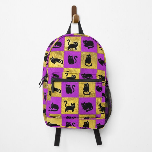 Item preview, Cute Black Cat Pattern on fuschia and gold designed and sold by k9printart.