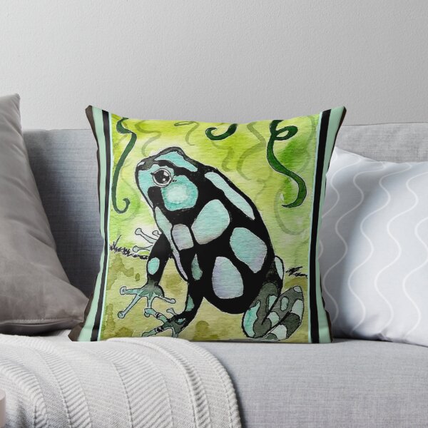 Aqua Poison Dart Frog Throw Pillow