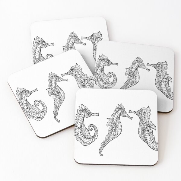 Item preview, Decorative Henna Sea Horses designed and sold by noirty.
