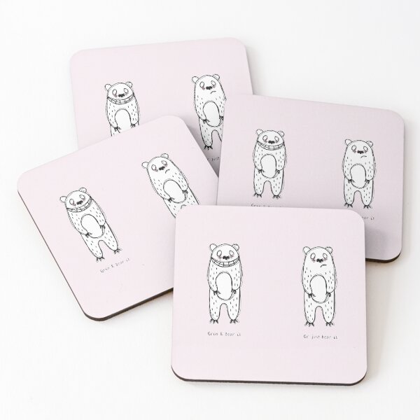 Item preview, Grin and bear it with pink background designed and sold by teanart.
