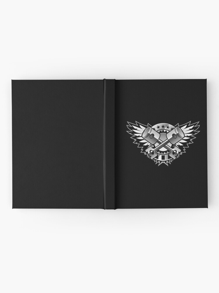 Alternate view of Crossed Pistons and Wings with Stars and Stripes Chrome Logo Hardcover Journal